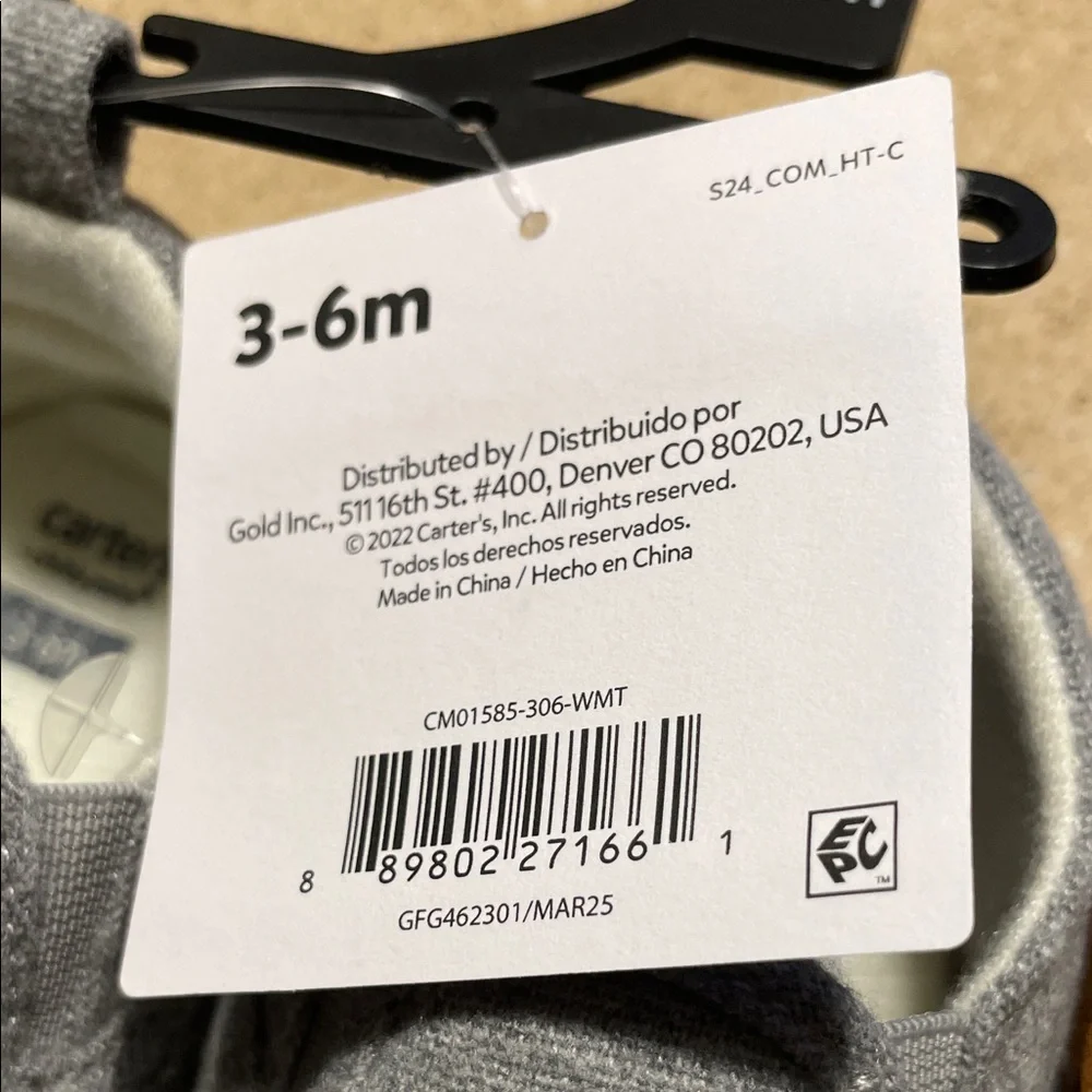 Carter's Child of Mine Gray and Tan Baby Shoes